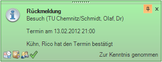 Rückmeldung einer delegierten Aktivität