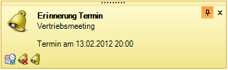 Erinnerungsfenster für einen Termin