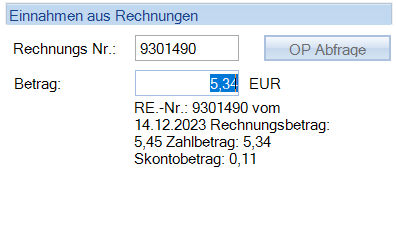 Eingabe der Rechnungsnummer