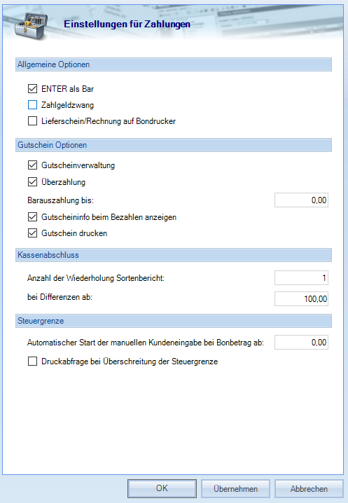 Zahlungsoptionen